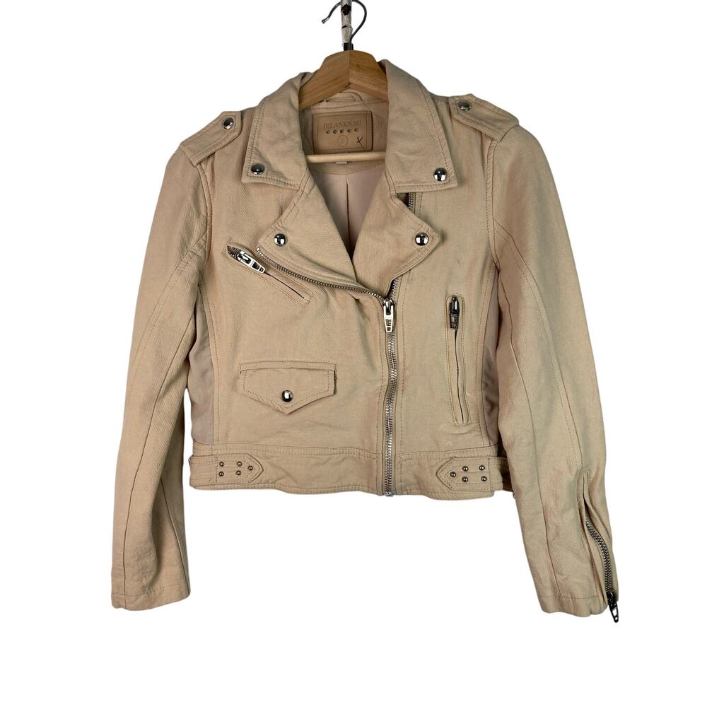 BLANKNYC Women's Size S Creamy‎ Beige Textured Cotton Motorcycle Jacket *
